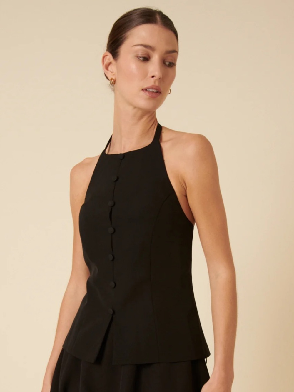 Nobody’s Child Black Halter Neck Button-Front WaistCoat Top NWT Size 4